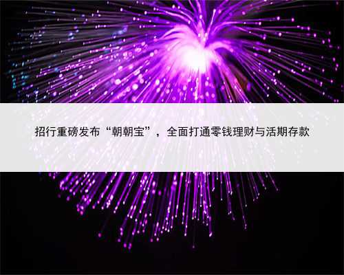 招行重磅发布“朝朝宝”，全面打通零钱理财与活期存款